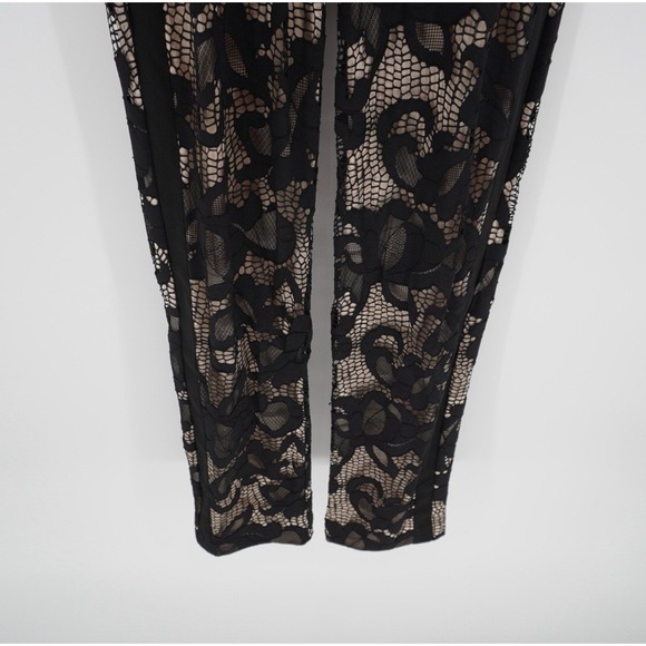 Cache Black Nude All Over Lace Evening Jumpsuit Sleeveless Size 2 Elegant Party - Picture 11 of 14